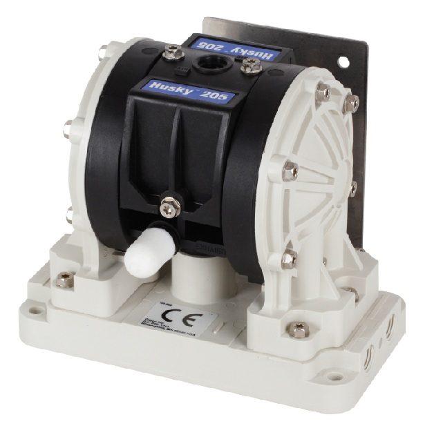 Graco D150A1 Husky 205 PVDF Pump, PP Center Section, PVDF Balls & PTFE Diaphragm, 1/4" NPTF Fluid Inlet and Outlet, 1/4 NPTF Air Inlet