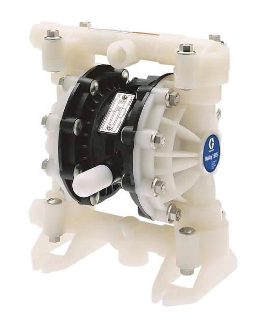 Graco D51331 Husky 515 Diaphragm Pump, Polypropylene Center Section, PTFE Diaphragms, Stainless Steel Balls & Seats, 3/4" or 1/2" NPTF Fluid Inlet and Outlet, 1/4 NPTF Air Inlet